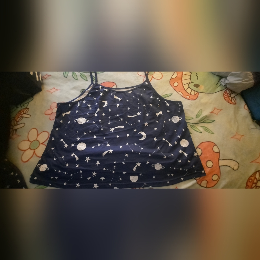 Navy Blue Starry Tank Top/shorts Set 2xl